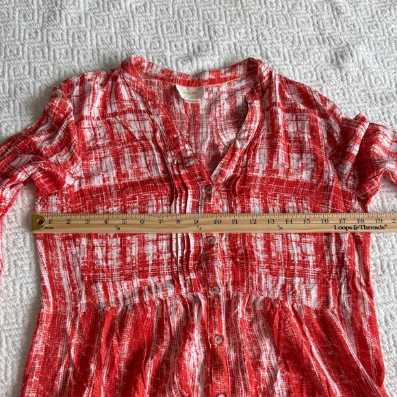 Maeve Vibrant Orange and White Plaid Button Down Shirt 100% Rayon - Picture 8 of 9